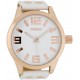 OOZOO Timepieces 51mm Rosegold White Leather Strap C1100